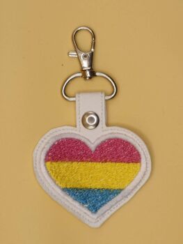 Heart Pansexual Embroidered Keyring