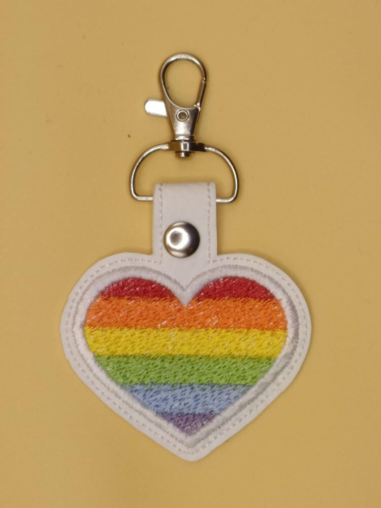 Heart Pride Embroidered Keyring
