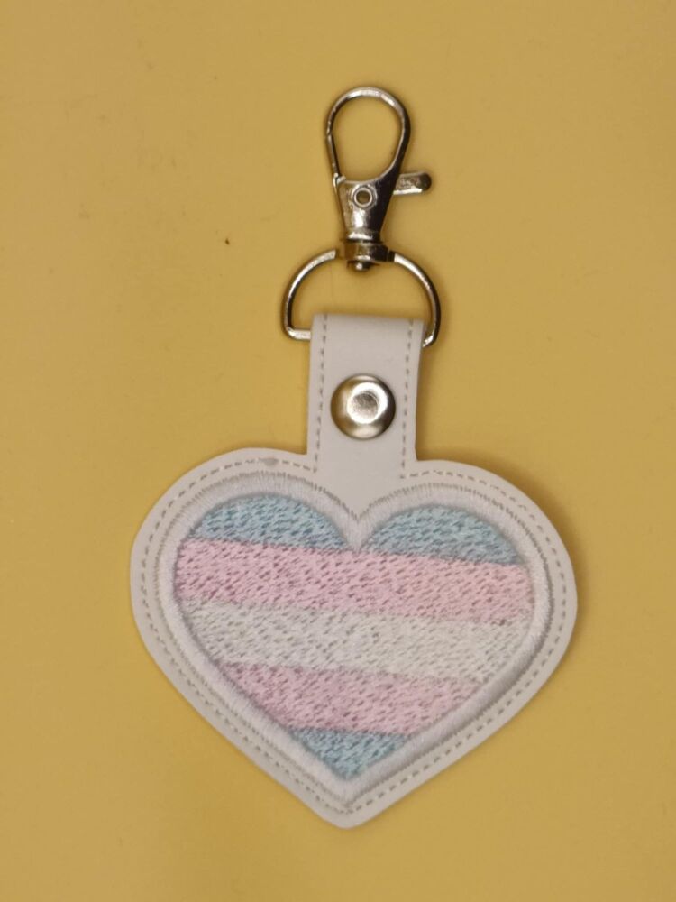 Heart Transexual Embroidered Keyring