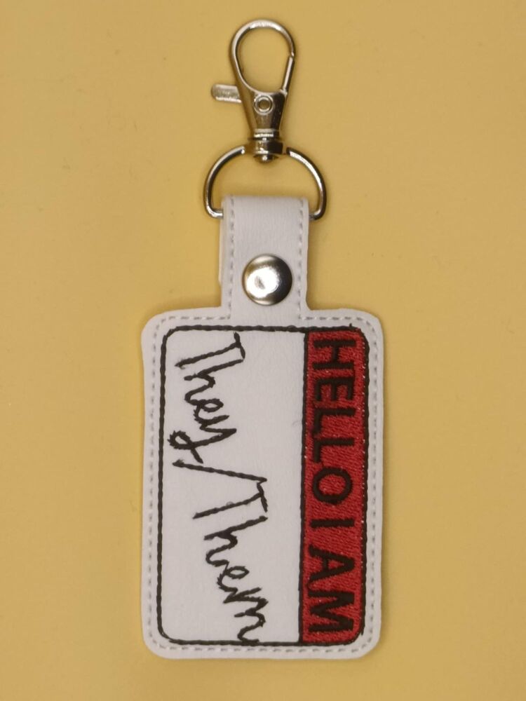 They/Them Embroidered Keyring