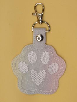 Furry Paw Pastel  Embroidered Keyring