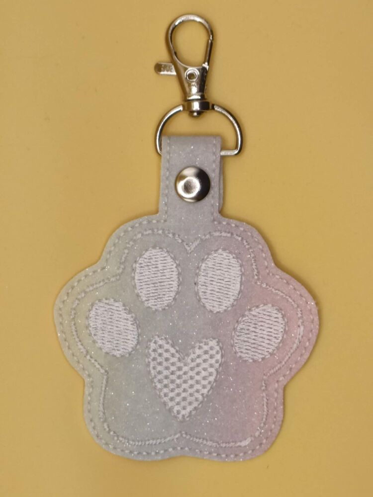 Furry Paw Pastel  Embroidered Keyring