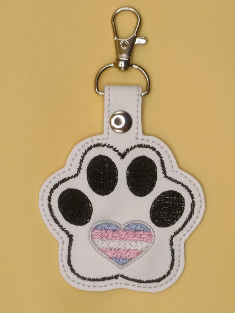 Furry Paw Transexual Embroidered Keyring