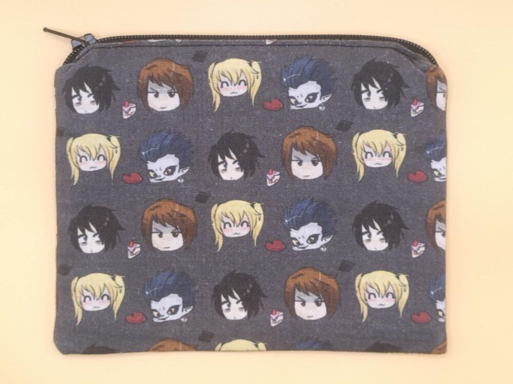 Zip Pouch Made With Death Note Inspired Fabric