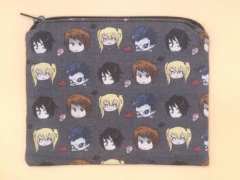 Zip Pouch Made With Death Note Inspired Fabric