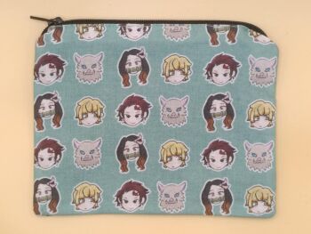 Zip Pouch Made With Demon Slayer Inspired Fabric