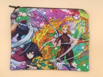 Zip Pouch Made With Demon Slayer Inspired Fabric (dsn)