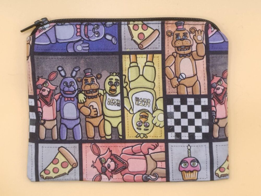 Zip Pouch Made With FNAF Inspired Fabric (fnaff)