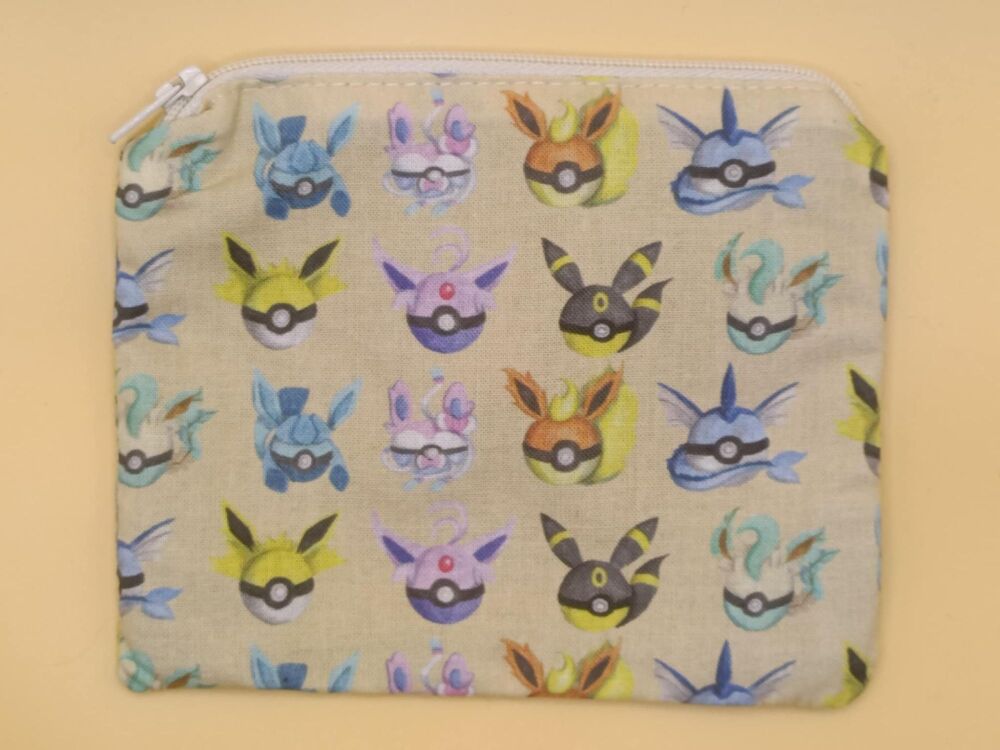 Zip Pouch Made With Pokemon Inspired Fabric (pb)