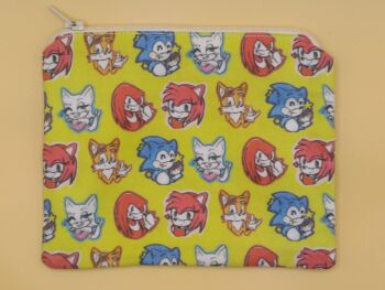Zip Pouch Made With Sonic Inspired Fabric