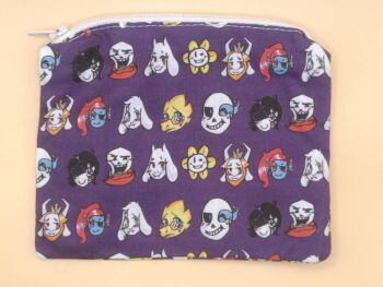 Zip Pouch Made With Undertale Inspired Fabric