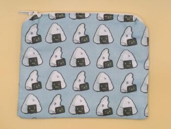 Zip Pouch Made With Onigiri Inspired Fabric