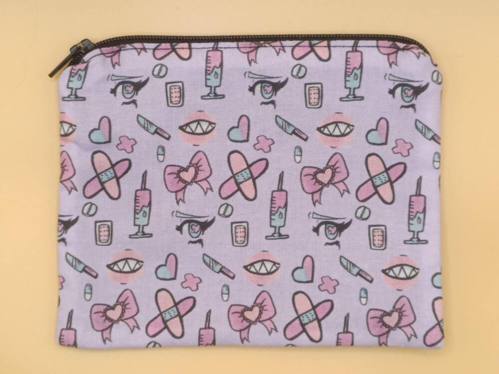 Zip Pouch Made With Pastel Stitches Fabric