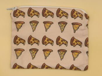 Zip Pouch Made With Pizza Inspired Fabric