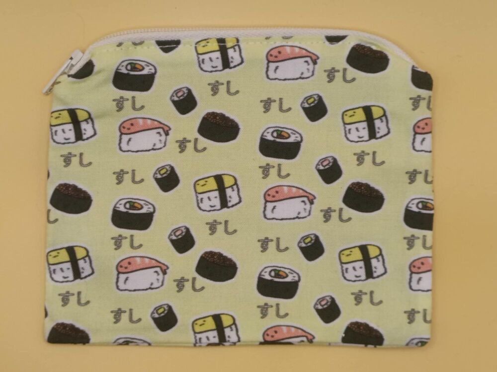 Zip Pouch Made With Sushi Inspired Fabric
