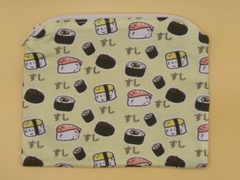 Zip Pouch Made With Sushi Inspired Fabric