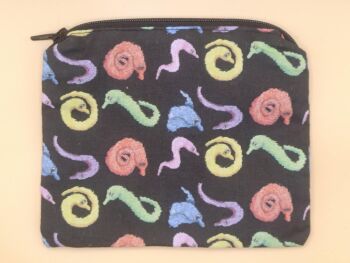 Zip Pouch Made With Worm On A String Inspired Fabric