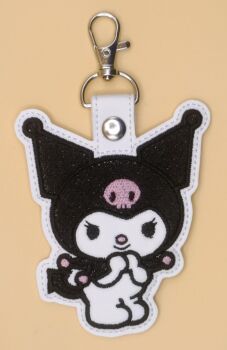 S Kuromi Inspired Embroidered Keyring