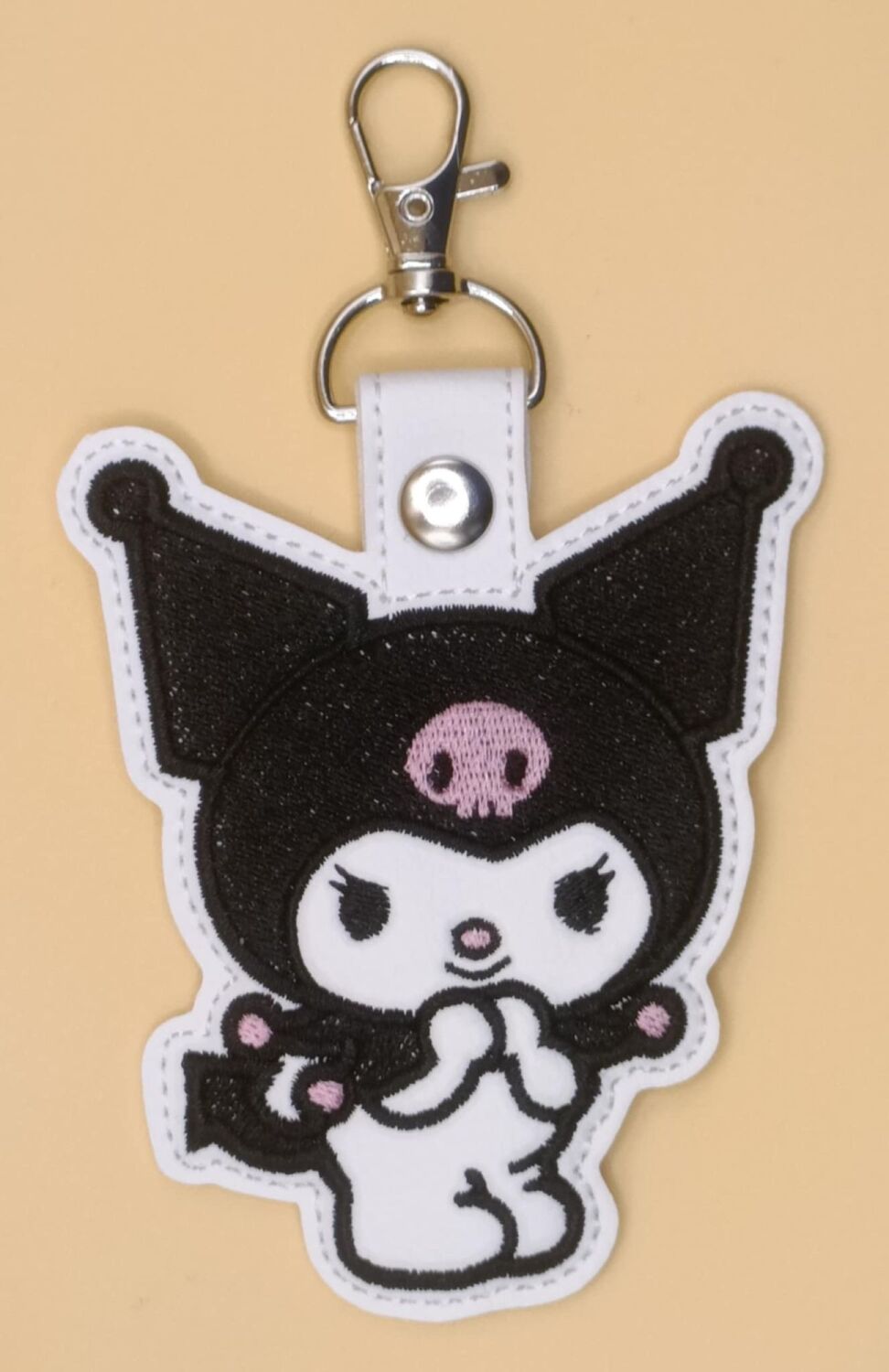 S Kuromi Inspired Embroidered Keyring