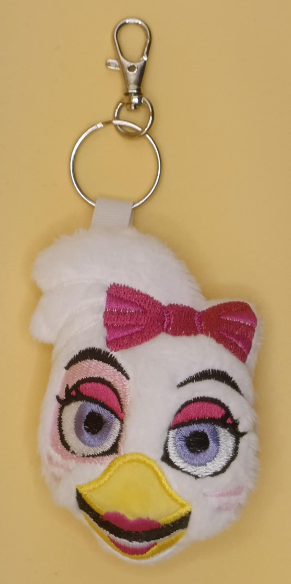 Glamrock Chica Inspired Plush Head Keyring.