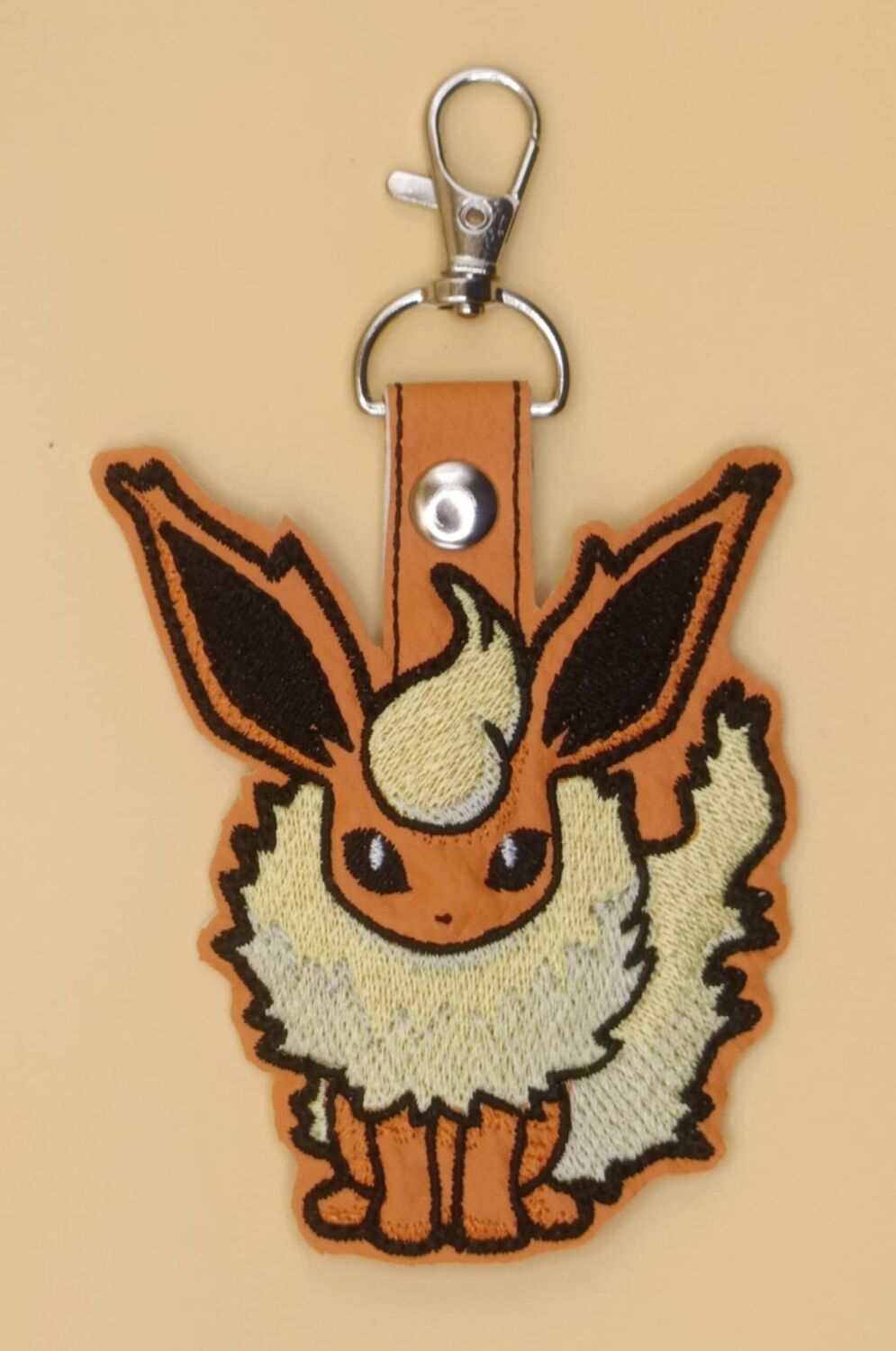 Pokemon Flareon Inspired Embroidered Keyring