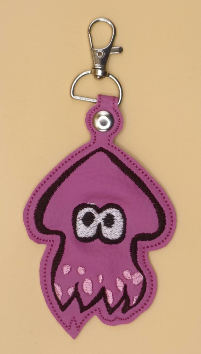 Splatoon Inkling Inspired Embroidered Keyring (p)