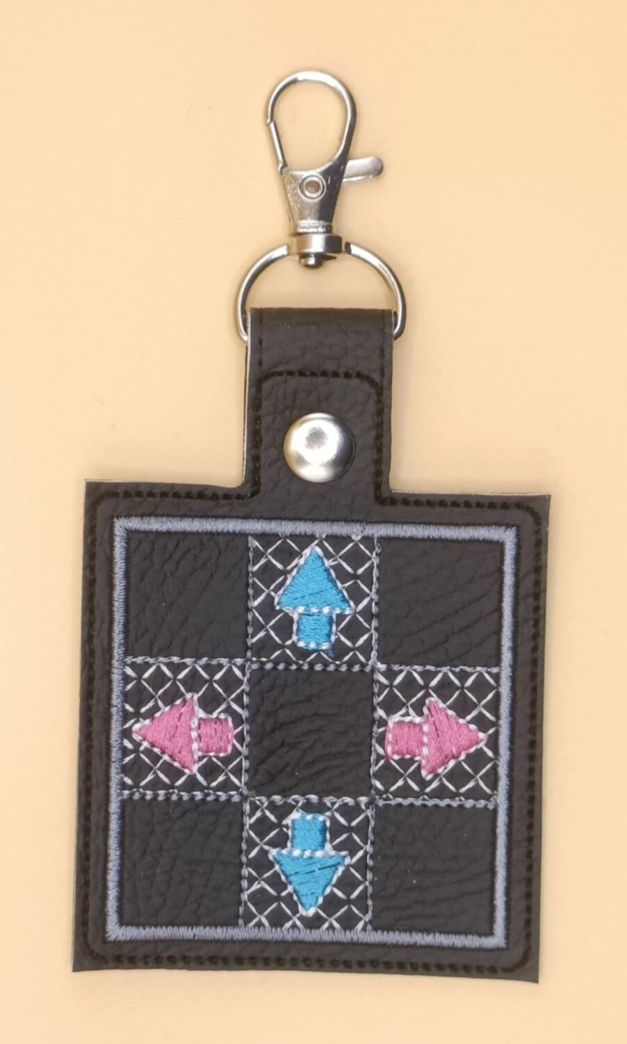 Dance Mat Inspired Embroidered Keyring