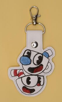 Cuphead Inspired Embroidered Keyring