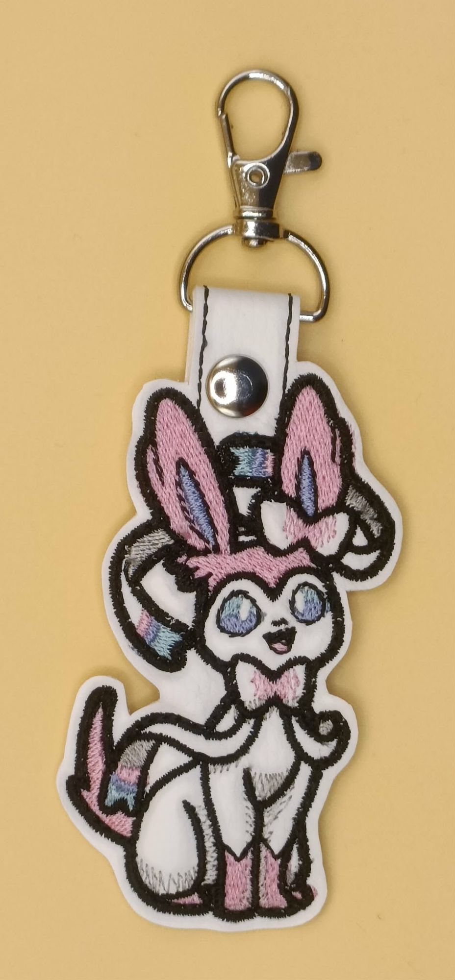 Pokemon Eeveelution Sylveon Inspired Embroidered Keyring