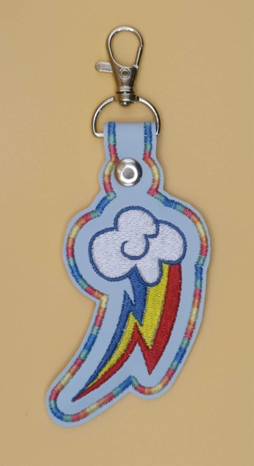 Rainbow Dash Cutie Mark Inspired Embroidered Keyring