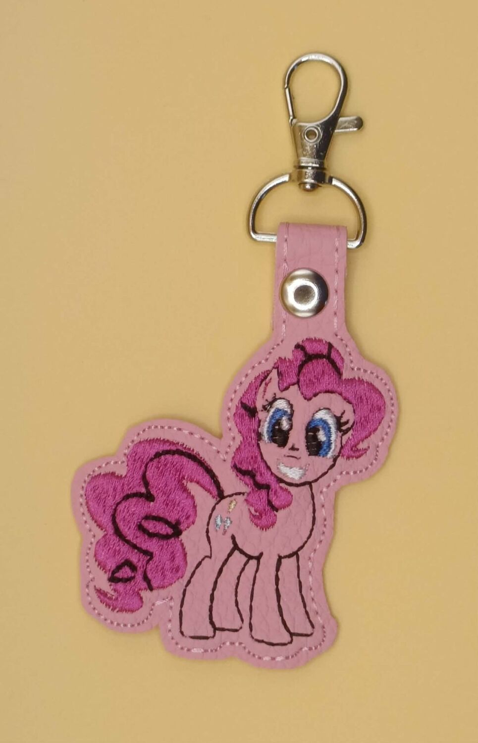 Pinkie Pie Inspired Embroidered Keyring