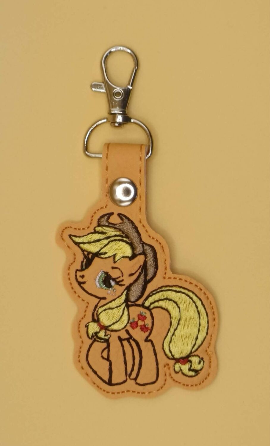 Applejack Inspired Embroidered Keyring