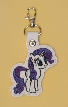Rarity Inspired Embroidered Keyring