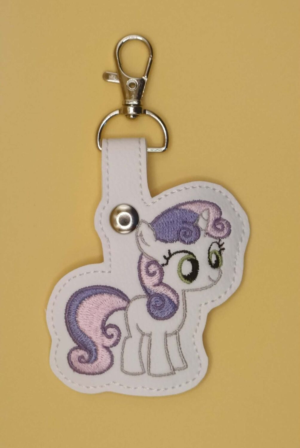 Sweetie Belle Inspired Embroidered Keyring