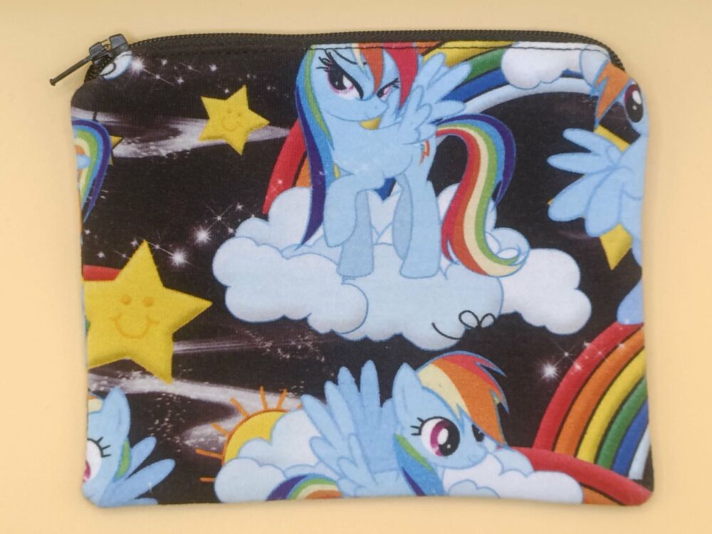 Zip Pouch Made With Rainbow Dash Inspired Fabric (RB)