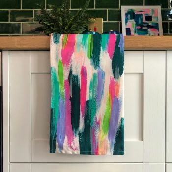 'Rainbow Stripe' Print Tea Towel