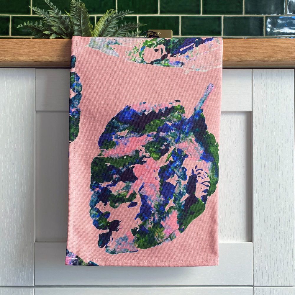 'Painterly Leaves' Print Tea Towel