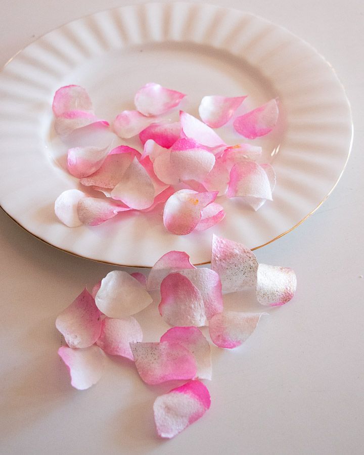 Crystal Candy Edible Rose Petals - Sweet Rose Leaves No.9. - Pink & White