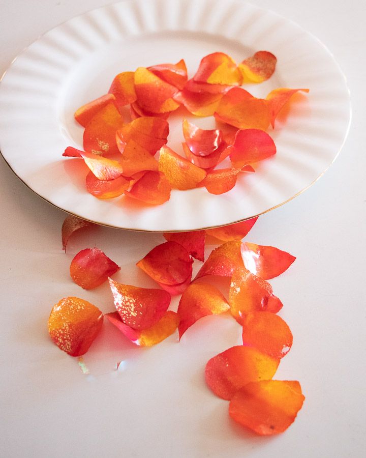 Crystal Candy Edible Rose Petals - Sweet Rose Leaves No.8. - Orange & Yellow
