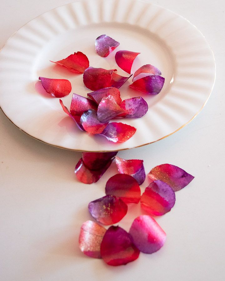 Crystal Candy Edible Rose Petals - Sweet Rose Leaves No.5. - Red & Purple