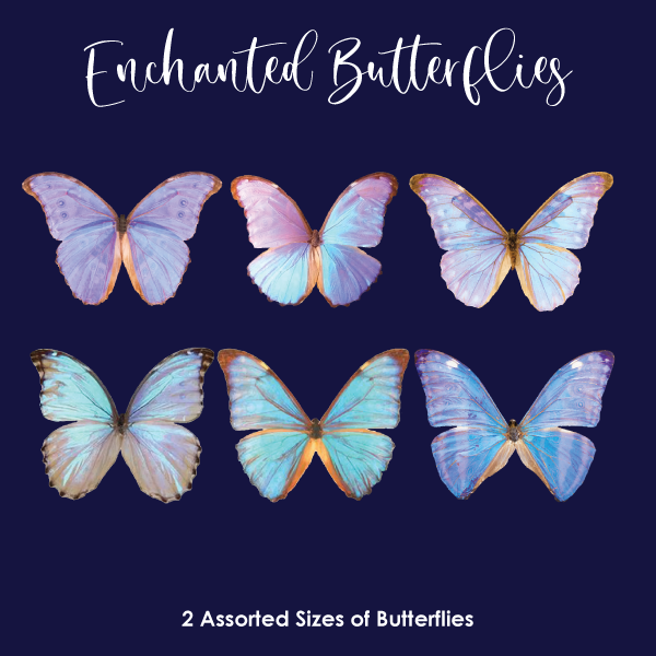 Crystal Candy Enchanted Butterflies. 22 Assorted Sizes per Pack
