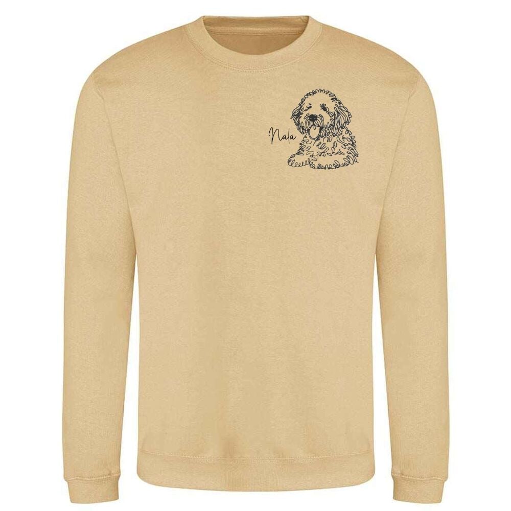 Minimalist line art dog/puppy embroidery, embroidered sweatshirt/tshirt/hoo