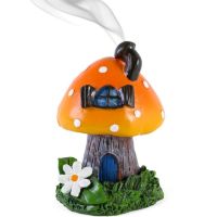 Smoking Toadstool Mushroom Incense Cone Burner - Orange