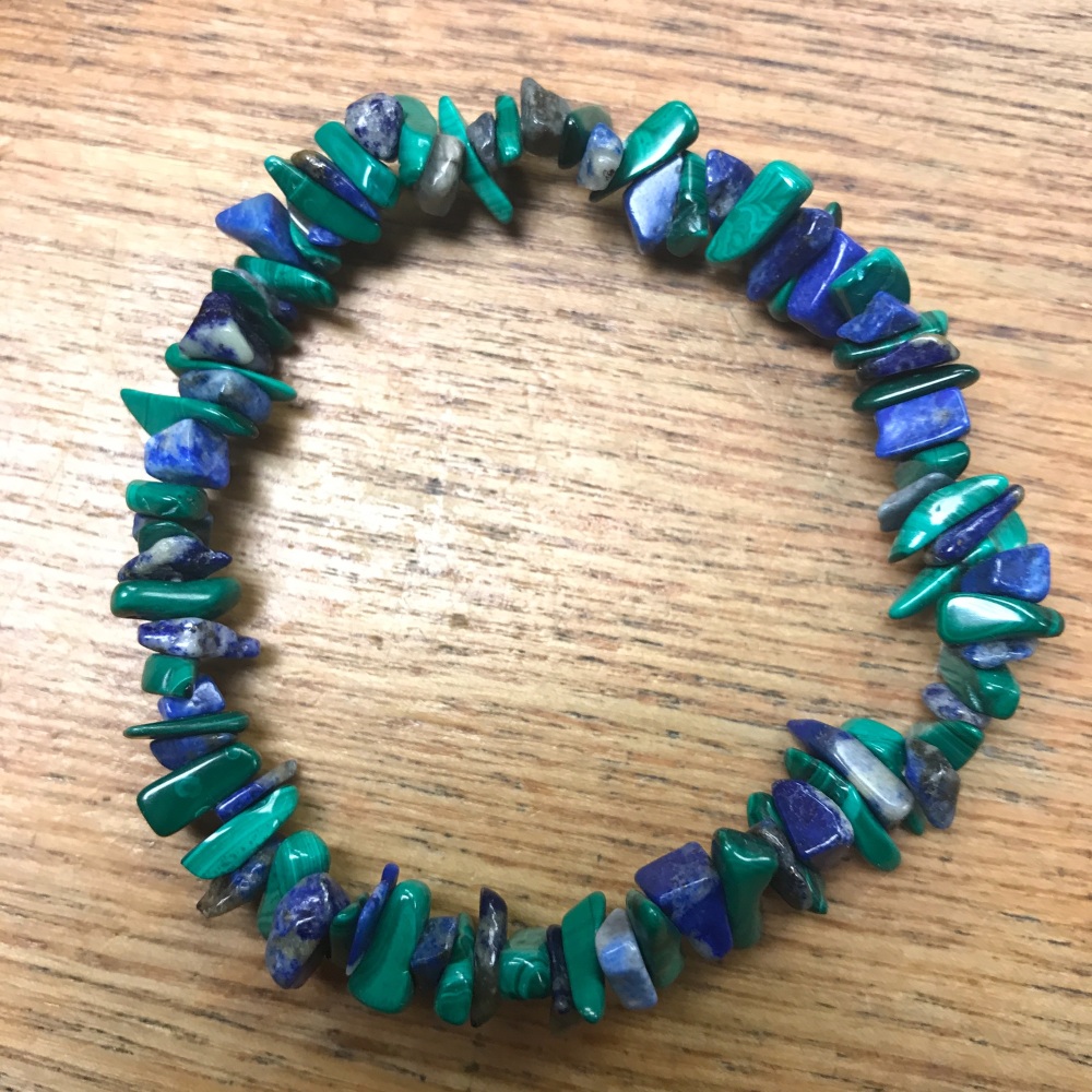 Gemstone Chip Bracelet - Lapis Lazuli/Malachite Mix