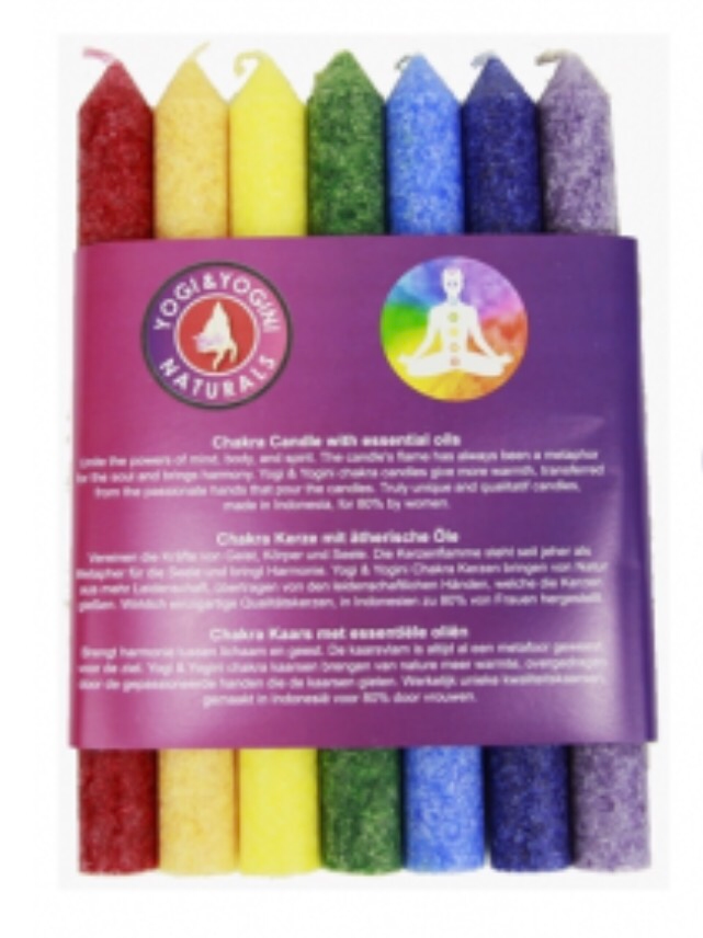Chakra Dinner Candles with Fragrance - Set of 7