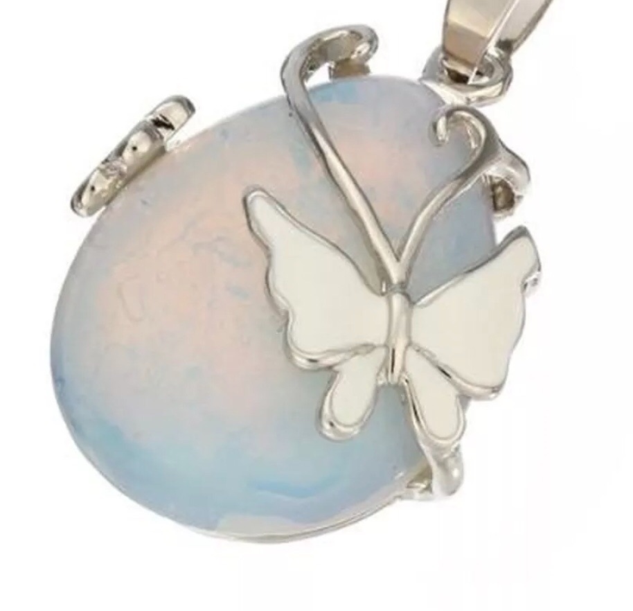 Opalite Moonstone - Butterfly Necklace