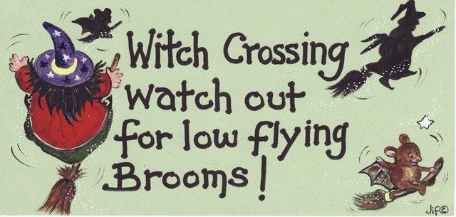 Witchy Sign - Witch Crossing Watch Out For Low Flying Brooms!