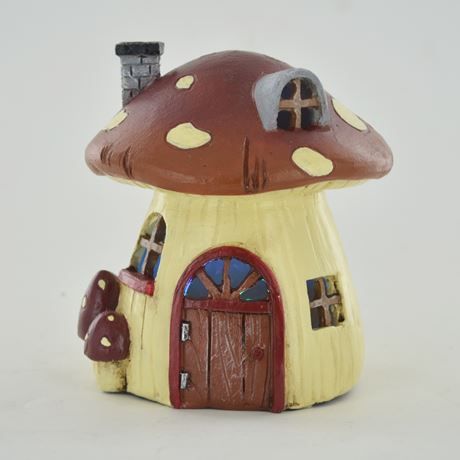 Cream Toadstool / Mushroom Fairy House with LED