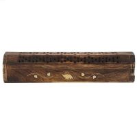 Wooden Incense Box with Brass Inlay