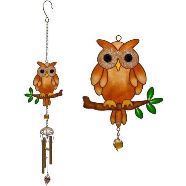 Brown and Yellow Owl Windchime